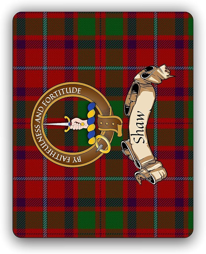 Shaw Scottish Clan Tartan Crest Computer Mouse Pad