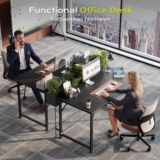 PRAISUN 39.4 Inch Computer Desk, Home Office Desk with Spacious Desktop, Modern Gaming Desk, Writing Study Table for Bedroom, Small Spaces, Work from Home Desk with Metal Frame, Black