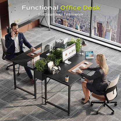 PRAISUN 39.4 Inch Computer Desk, Home Office Desk with Spacious Desktop, Modern Gaming Desk, Writing Study Table for Bedroom, Small Spaces, Work from Home Desk with Metal Frame, Black