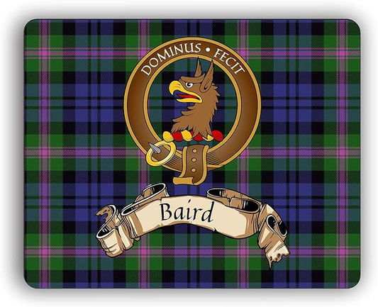 Scottish Clan Baird Tartan Crest Computer Mouse Pad