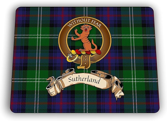 Sutherland Scottish Clan Tartan Crest Computer Mouse Pad