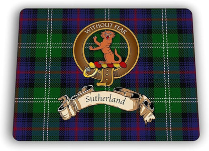Sutherland Scottish Clan Tartan Crest Computer Mouse Pad