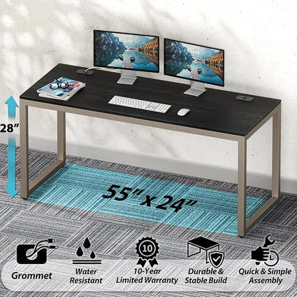 SHW 55-Inch Commercial-Grade Office Computer Desk, Espresso