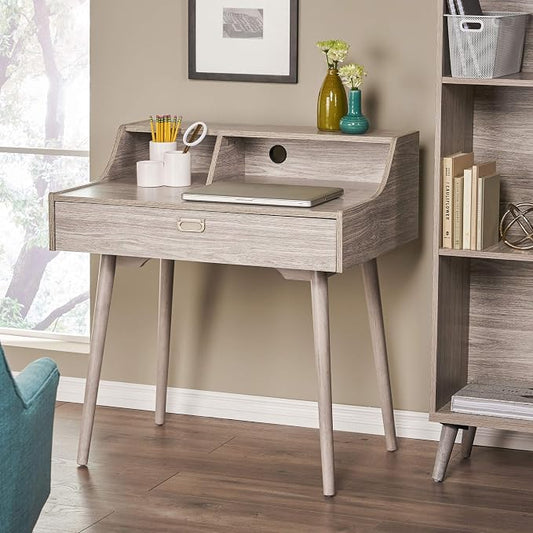 Christopher Knight Home Ellison Mid-Century Modern Fiberboard Home Office Desk, Grey Oak Finish