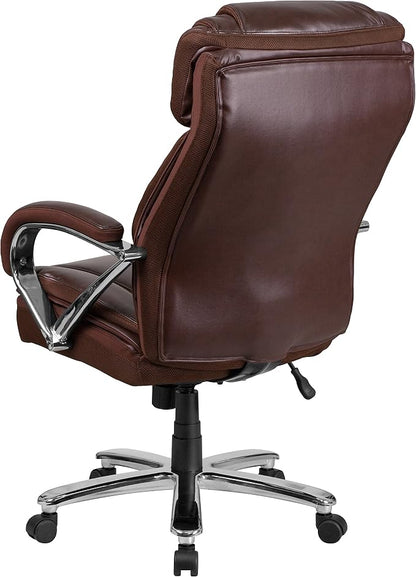Flash Furniture Hercules Series High-Back Swivel LeatherSoft Office Chair, Ergonomic Executive Chair with Headrest and Adjustable Height, Brown