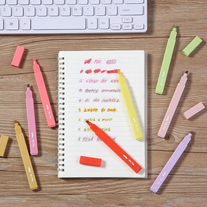 Mr. Pen- Aesthetic Highlighters No Bleed, 8 Pack, Summer Morning | Chisel Tip, Cute Highlighters Assorted Colors for Journaling, Highlighting, Underlining, Fast Dry, Back to School Supplies
