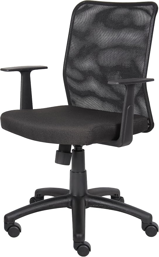 BOSS Office Products B6106 Budget Mesh Task Chair with Arms in Black