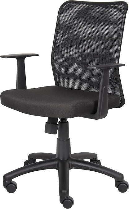 BOSS Office Products B6106 Budget Mesh Task Chair with Arms in Black