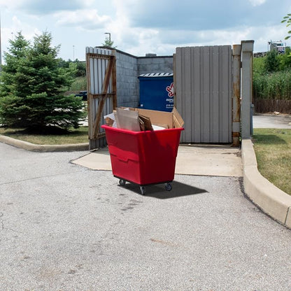 ReadySpace Commercial 16 Bushel Utility Cart with Steel Base, Poly Box Basket Truck, Laundry Cart, and Rolling Trash Bin, 47-Inch x 34.75-Inch x 35.5-Inch, 1000 Pound Weight Capacity, Red