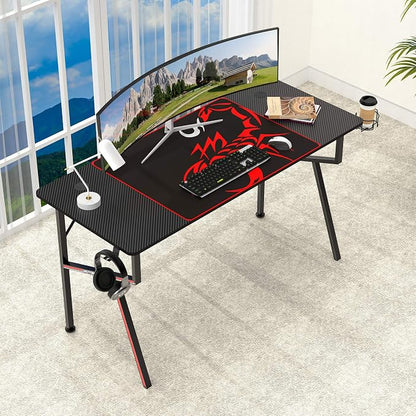 EUREKA ERGONOMIC EE Gaming Desk Office Desk Computer Desk Home Table 47 Inch Desk with Mouse Pad Headset Hook Cup Holder Controller Stand, Black