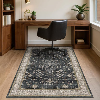 36"X 48" Office Chair Mat for Hardwood & Tile Floors, Under Desk Rug Protector for Rolling Office Chairs, Ultra Soft Machine Washable Area Rug with Non-Slip Rubber Backing, 1/5" Low Pile Floor Mat
