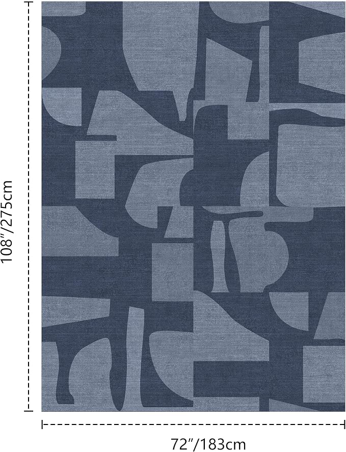 Latte&Fog 6x9 Area Rugs for Living Room Bedroom, Modern Abstract Washable Rug, Boho Non Slip Low Pile Carpet for Indoor Dining Room, Dorm, Classroom, College Dorm, Farmhouse and Kids Room - Navy Blue