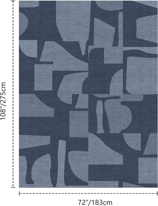 Latte&Fog 6x9 Area Rugs for Living Room Bedroom, Modern Abstract Washable Rug, Boho Non Slip Low Pile Carpet for Indoor Dining Room, Dorm, Classroom, College Dorm, Farmhouse and Kids Room - Navy Blue