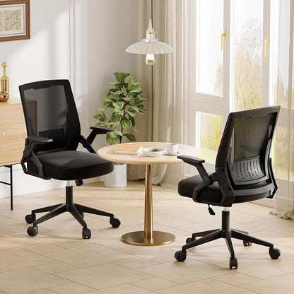 GTPLAYER Ergonomic Office Chair with Flip-up Armrests Executive Computer Chair for Home Office, Breathable Mesh & Comfy Lumbar Support, Pack of 2, Space Black