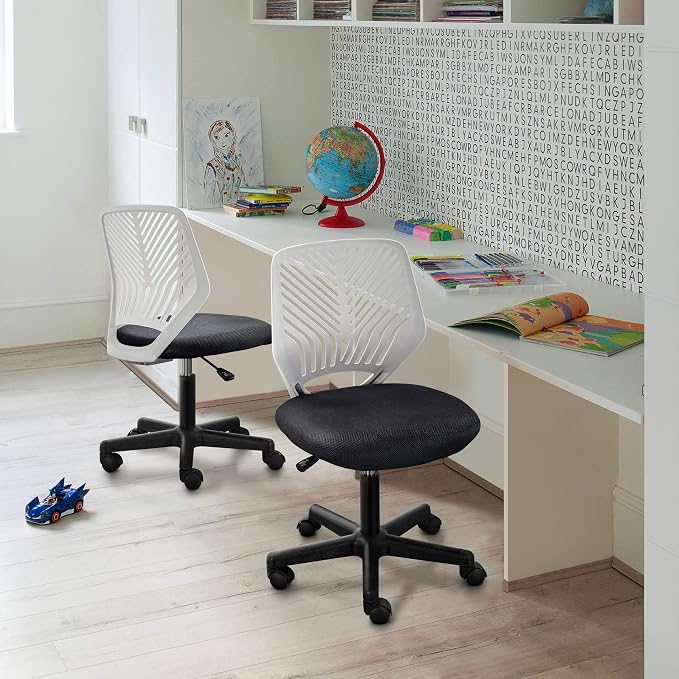 Topeakmart Armless Task Desk Chair - Mesh Lumbar Support, Ergonomic, Swivel for Small Spaces, Dark Gray