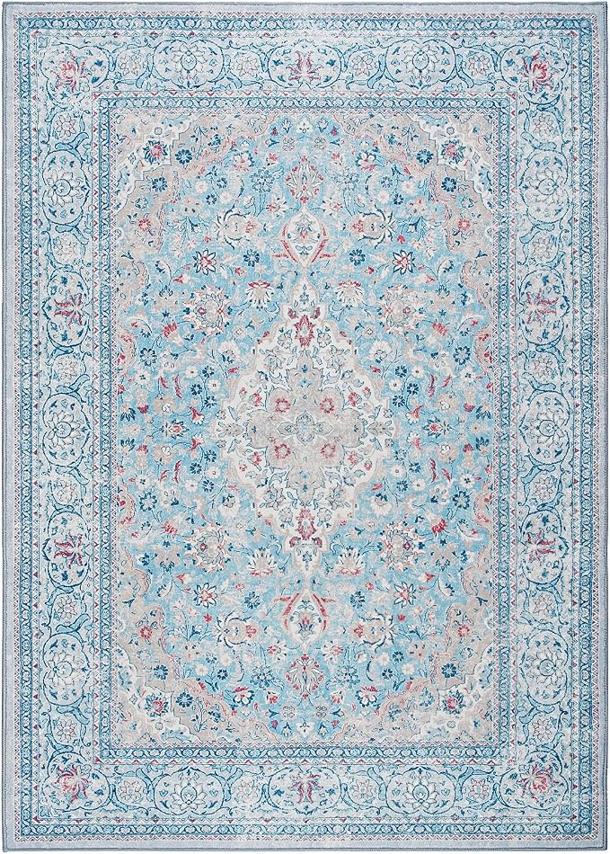 Goideal Washable Entry Rug 2x3, Blue Small Area Rugs Non Slip, Indoor Low Pile Carpet with Rubber Backing for Bathroom Kitchen Entryway Office