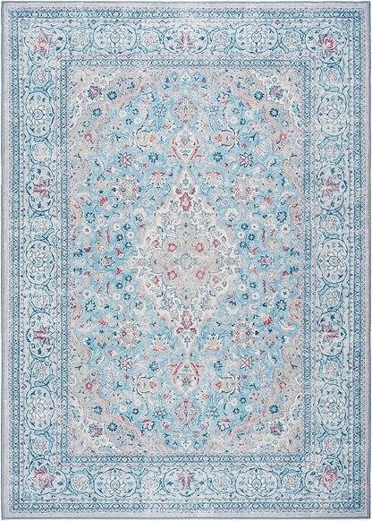 Goideal Washable Entry Rug 2x3, Blue Small Area Rugs Non Slip, Indoor Low Pile Carpet with Rubber Backing for Bathroom Kitchen Entryway Office