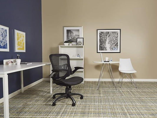 Office Star Riley Ventilated Manager's Office Desk Chair with Breathable Mesh Seat and Back, Black Base with Black