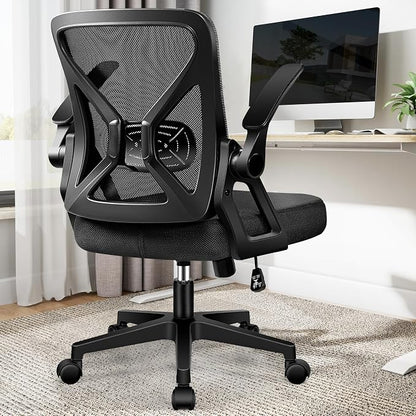 FelixKing Office Chair - Ergonomic Desk Chair Breathable Mesh Task with Wheels and Lumbar Support Home Desk Office Chairs with Flip up Armrest Rolling Swivel for Home Computer Black Pack of 8