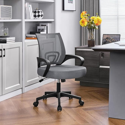 Topeakmart Executive Desk Chair Ergonomic Mesh Back Office Chair Adjustable Work Chair with Lumbar Support and Swivel Rolling Wheels for Home Office Study, Dark Grey