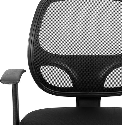 Flash Furniture Flash Fundamentals Mid-Back Black Mesh Swivel Ergonomic Task Office Chair with Arms
