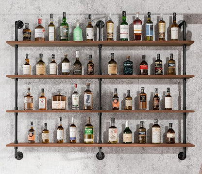 HDDFER Floating Shelves for Wall Bookshelf Industrial Pipe Shelving Shelves 60 Inch Natural Wood Planks Rustic Wall Shelves Hanging Bookshelves Farmhouse Kitchen Shelving