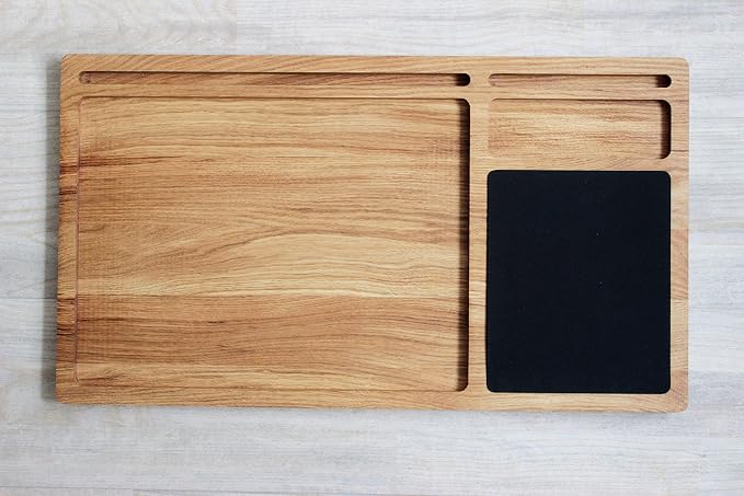 Personalized Solid Oak Wood Lap Desk Tray | Includes Mouse Pad & Slots for iMac & iPhone | Portable Laptop Stand, Phone & Tablet Holder | Multi-Tasking Mobile Workstation Idea for Him