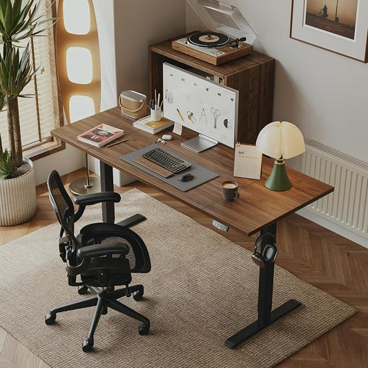 Agilestic Electric Standing Desk, 71 x 31.5 Inches Height Adjustable Desk, Sit Stand up for Work Office Home, Ergonomic Rising Computer Table with Memory Preset, Dark Walnut