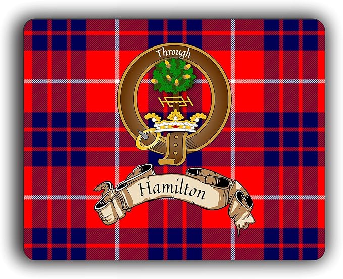 Hamilton Scottish Clan Tartan Crest Computer Mouse Pad