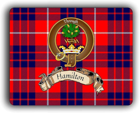Hamilton Scottish Clan Tartan Crest Computer Mouse Pad