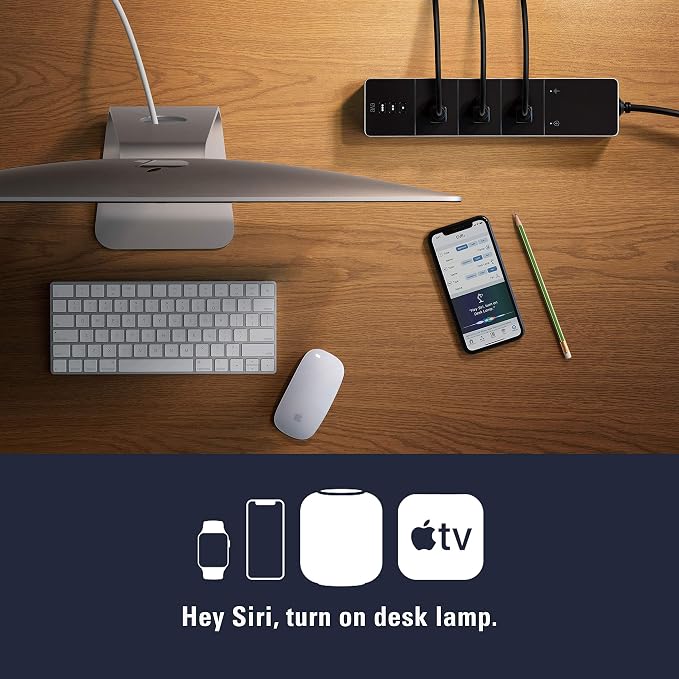 Eve Energy Strip - Smart Triple Outlet & Power Meter for Apple Home, Built-in Schedules & Switches, Surge Protection, overcurrent Protection, overvoltage Protection, Energy metering