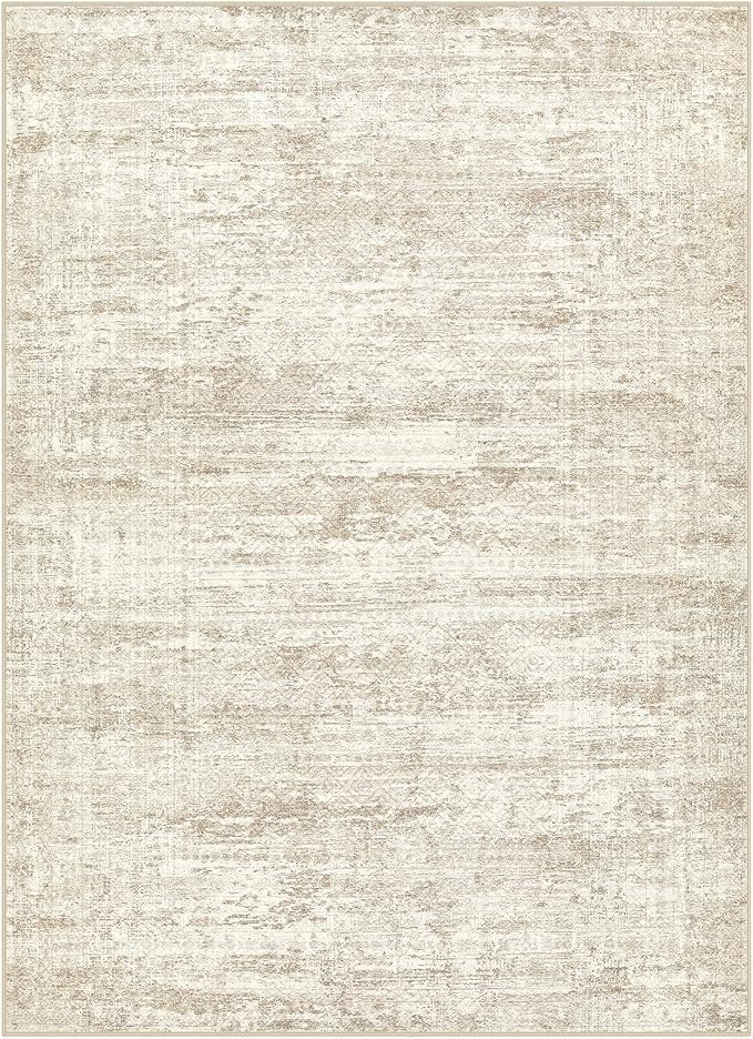 UERMEI 4x6 Area Rug Living Room Rugs - Washable Neutral Modern Abstract Soft Thin Rug Indoor Floor No Slip Rug Carpet for Bedroom Under Dining Table Home Office Decor - Beige/Brown