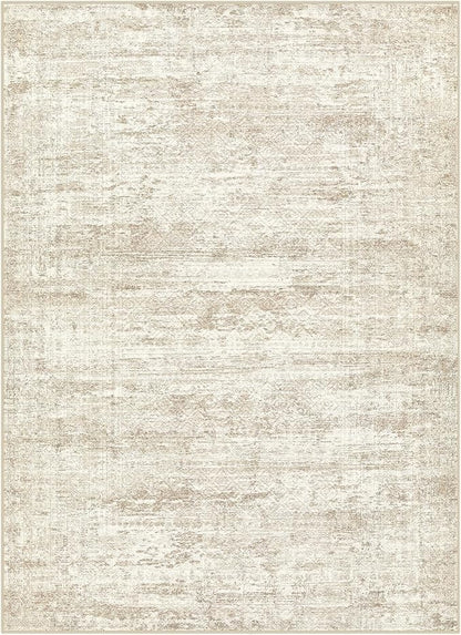 UERMEI 4x6 Area Rug Living Room Rugs - Washable Neutral Modern Abstract Soft Thin Rug Indoor Floor No Slip Rug Carpet for Bedroom Under Dining Table Home Office Decor - Beige/Brown