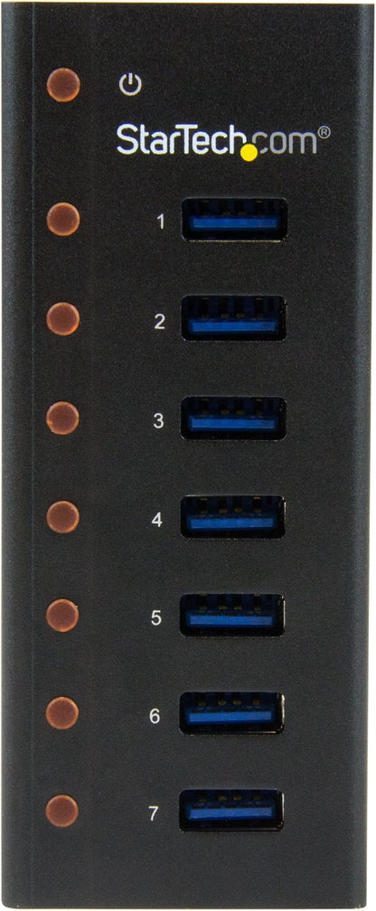 StarTech.com 7 Port USB 3.0 Hub (5 Gbps) - Metal Enclosure - Desktop or Wall Mountable - Rugged & industrial Powered USB Expander and Splitter Hub (ST7300U3M)