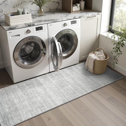 Valenrug Washable Rugs 2x8 - Stain Resistant 2x8 Area Rugs for Living Room, Non Slip Backing Large Area Rugs for Bedroom, Folable Machine Washable Area Rug (2'x8', Grey)