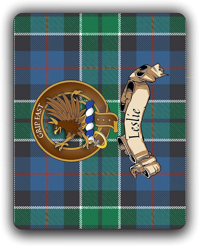 Leslie Scottish Clan Tartan Crest Computer Mouse Pad