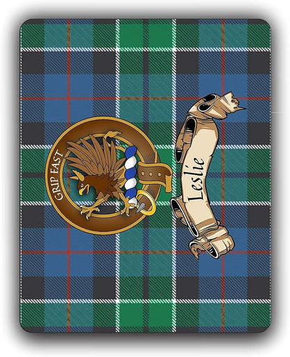 Leslie Scottish Clan Tartan Crest Computer Mouse Pad