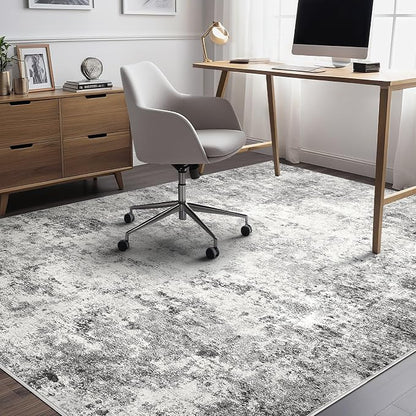 UERMEI 6x9 Washable Area Rug - Neutral Modern Abstract Living Room Rugs, Non-Slip Soft Large Indoor Floor Carpet for Bedroom Home Office & Under Dining Table Decor, Grey