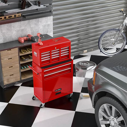 RYH 8 Drawers Rolling Tool Chest & Tool Box on Wheels | Heavy Duty Metal Cart with Ball Bearing Drawers | Fits US General Tool Box for Garage Storage (Red, 8 Drawers /43.1" H × 24.2" W)