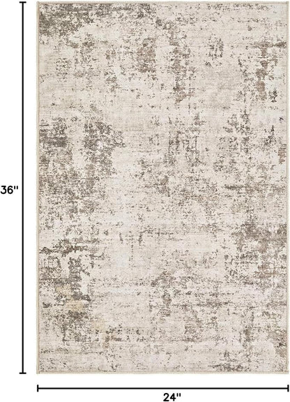 UERMEI 2x3 Entryway Area Rug: Washable Neutral Modern Abstract Small Rug - Non-Slip Low Pile Throw Indoor Carpet for Entrance Kitchen Front Door Mat Bathroom Entry Kids Room - Dark Brown