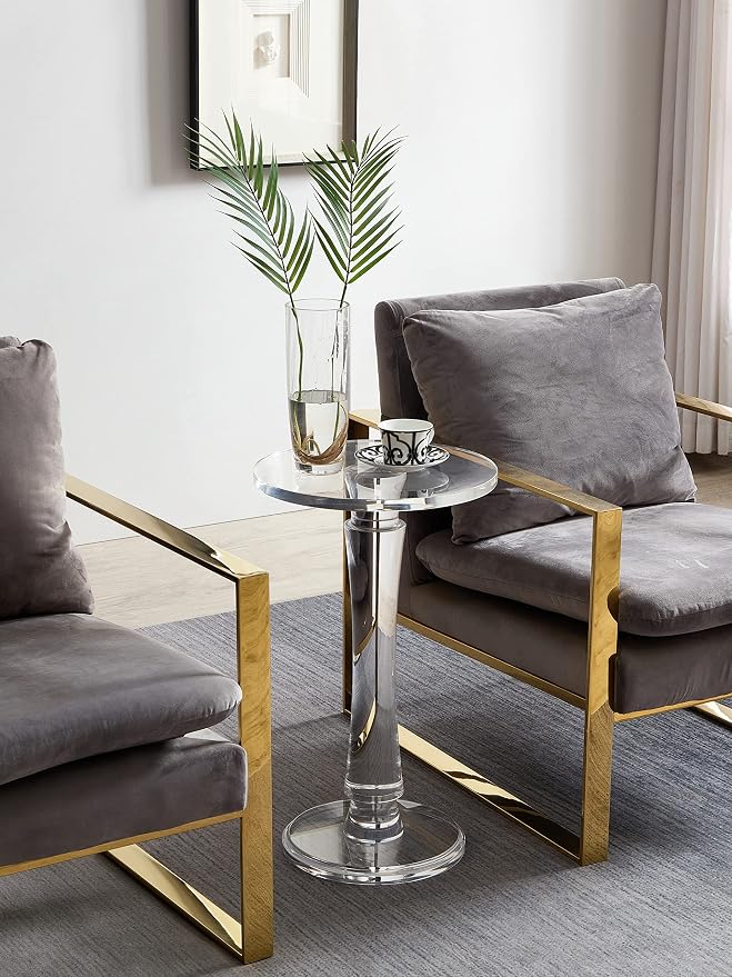 Artmaze Clear Acrylic End Table,Drink Table,for Office, Living Room and Bedroom, 15x15 inch，25.2 inch High