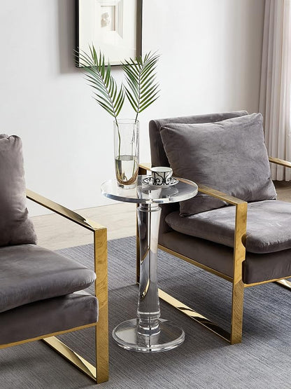 Artmaze Clear Acrylic End Table,Drink Table,for Office, Living Room and Bedroom, 15x15 inch，25.2 inch High