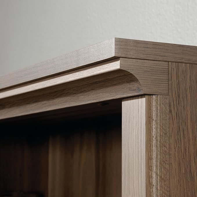 Sauder 5 Tier Book Shelf Wooden Bookcase Multipurpose Bookshelf for Home Office, Living Room, in Salt Oak finish