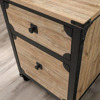Industrial Mobile File Cabinet with Wheel, 2 Drawers Rolling Filing Cabinet Wood & Metal Printer Stand Office Storage Cabinet for Home Office A4, Letter-Size