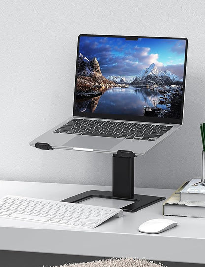 ALASHI Laptop Stand for Desk, Computer Stand Adjustable Height, Ergonomic Notebook Laptop Riser, Aluminum Metal Holder Compatible with 10 to 17.3 Inches Notebook PC Computer, Black