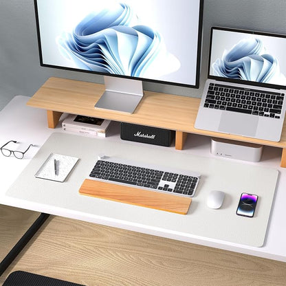 Aothia Leather Desk Pad Protector, Mouse Pad, Office Desk Mat, Non-Slip PU Leather Desk Blotter, Laptop Desk Pad, Waterproof Desk Writing Pad for Office and Home (36" x 17", Off-White)