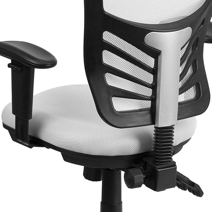 Flash Furniture Nicholas Mid-Back Swivel Office and Gaming Chair, Ergonomic Mesh Office Chair with Adjustable Lumbar Support and Height, White