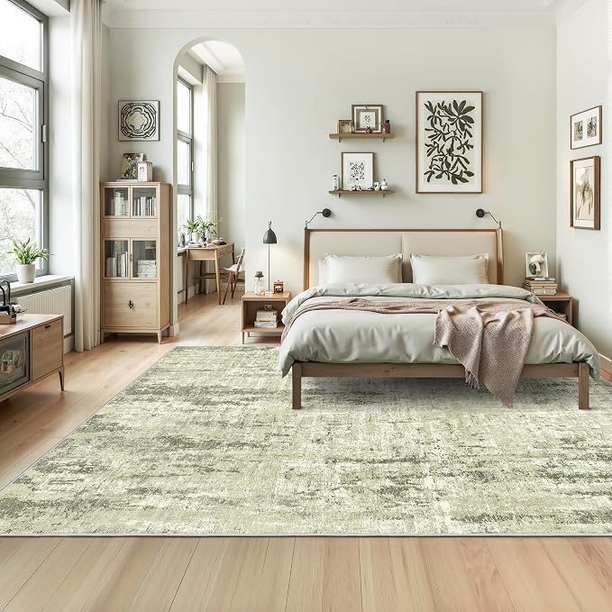Valenrug Washable Rug 3x5 - Stain Resistant 3x5 Area Rugs for Living Room, Non Slip Backing Printed Rugs for Bedroom, Folable Area Rug(3'x5', Green)