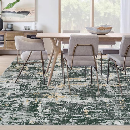 Area Rugs 8x10 Living Room: Washable Rug Modern Abstract Large Rugs Soft Non Slip Neutral Rug Stain Resistant Indoor Carpet for Bedroom Kitchen Dining Room Home Office Rugs(Black Grey Gold,8'x10')