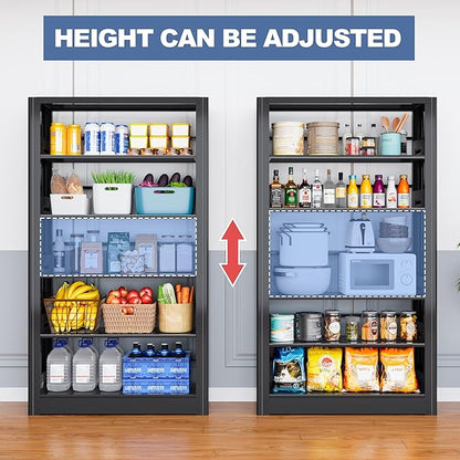 Bookshelf, Heavy Duty Metal Book Shelf, Industrial Tall BookShelves with Adjustable Shelves, 280lbs Shelf Capacity, Large Office Bookcase, Display Book Organizer for Living Room Library - 69”H